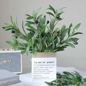 Décoration Forme Bloc Fleurs Artificielles Plante Décoration Branche D'<span class=keywords><strong>olivier</strong></span> Vert 4 Fourchettes Branche D'<span class=keywords><strong>olivier</strong></span> avec Fruit Fausse Branche - Product Image 1