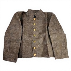 Veste décontractée pour homme en tissu tissé marron à manches longues avec boutons sur le devant, idéale pour un usage quotidien - Product Image 1