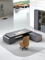 Meuble de bureau rectangulaire en chêne avec bordure en alliage d'aluminium, style italien, luxe léger, moderne, grande capacité, pour usage commercial