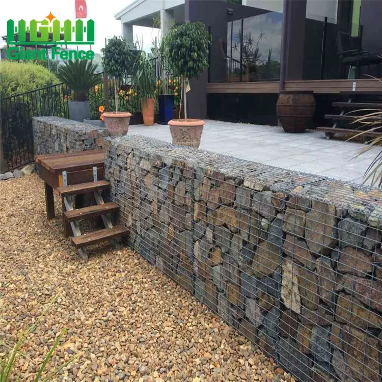 Kotak Gabion celup panas galvanis jaring kawat las keranjang dinding batu pagar gerbang penggunaan PVC besi dilapisi kayu 3D Lowes