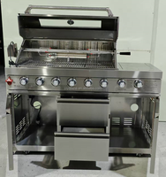 Barbecue à gaz moderne de luxe en acier inoxydable 304, cuisine extérieure modulaire, 8 brûleurs, brûleur latéral, kit rôtissoire, 103x51cm