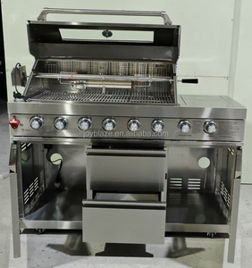 Barbecue à gaz moderne de luxe JoyBlaze en acier inoxydable 304, cuisine extérieure modulaire, 8 brûleurs, brûleur latéral, kit rôtissoire, 103x51cm - Product Image 4