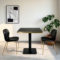 Table de salle à manger ronde, rectangulaire, carrée en acier inoxydable noir pour café, restaurant, mobilier de cafétéria, table de café