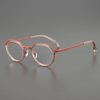 Montures de lunettes optiques rétro haut de gamme faites à la main, monture intégrale géométrique en acétate coloré rouge et vert, légères, imprimées, pour adultes