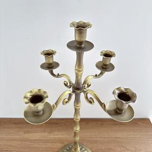 LANJO Chandelier antique en laiton massif durable à 3 bras, support de bougie, décoration d'intérieur, centre de table - Product Image 3