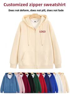 Chaqueta tipo cárdigan con capucha y cremallera para primavera y otoño, ropa de trabajo de manga larga, camisa con logo personalizado para el equipo. - Product Image 1