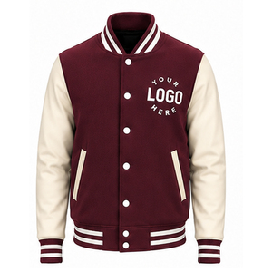 Chaqueta Varsity de Estilo Urbano para Hombre con Logotipo Personalizado del Fabricante OEM, Chaqueta de Lona Teñida Lisa de Alta Demanda con Cuello Alto - Product Image 1