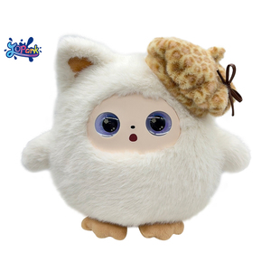 Jopark Big Cute Led Eye Screen AI Doll Cute White Wear a Beret Plush Toys ODM Lovely Companion Doll for Girls - Product Image 1