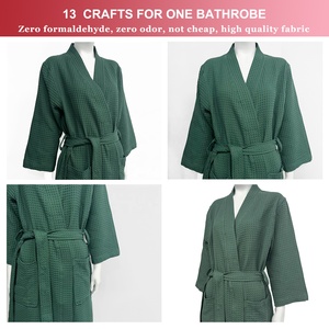 Hotel Customized Size Logo Bathrobe Velour Terry 100% Cotton <strong>Waffle</strong> Bath <strong>Robe</strong> - Product Image 2