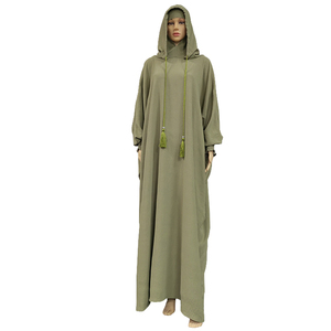 Ropa de oración musulmana de Ramadán Dubai Arabia Saudita mujeres Abaya con capucha <span class=keywords><strong>Jalaba</strong></span> sólido Casual manga de murciélago túnica Oriental árabe Eid Djellaba - Product Image 6