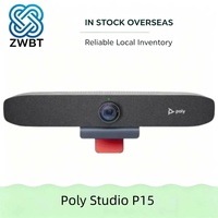 Poly Studio P15 Barre vidéo personnelle 4K UHD Webcam de conférence USB avec NoiseBlockAI, haut-parleur à isolation acoustique, Plug and Play pour Teams et Zoom