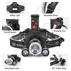 Shinedo Usb ricaricabile <span class=keywords><strong>faro</strong></span> a Led Super luminoso lampada frontale impermeabile con <span class=keywords><strong>testa</strong></span> montata torcia da pesca notturna lampada frontale da trekking - Product Image 5