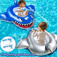 Bouées de piscine gonflables en forme de requin de la marque AGS pour enfants de 3 à 11 ans, avec pistolets à eau, pour garçons et filles, jeu aquatique à domicile