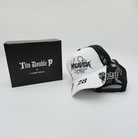 Gorra de béisbol de 5 paneles estilo grafiti urbano con bordado de estrella y cruz, gorra trucker de malla transpirable, visera de gamuza bicolor, gorra de algodón al por mayor