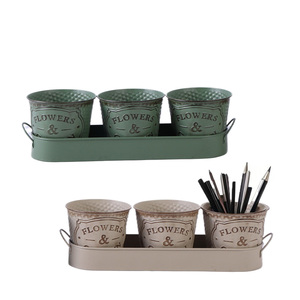 Bộ <span class=keywords><strong>3</strong></span> Thảo Mộc Chậu Với Khay Phong Cách Mộc Mạc Kim Loại Mọng Nước Đa Chức Năng Chậu Hoa Cho Nhà Trang Trí Văn Phòng Vườn Lưu Trữ - Product Image 4