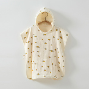 Capa de muselina <span class=keywords><strong>para</strong></span> niños Toalla de baño con capucha 100% algodón orgánico Muselina Bebé Poncho con capucha - Product Image 1