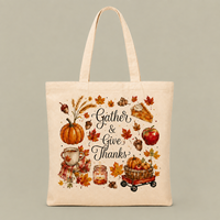 Sacs fourre-tout personnalisés en toile de coton imprimée pour Thanksgiving 2026 – Réutilisables pour cadeaux de fêtes et promotions de marque (vente en gros)