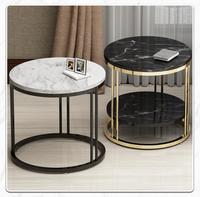 Table à thé ronde à cadre métallique moderne le plus populaire avec dessus en marbre pour le salon