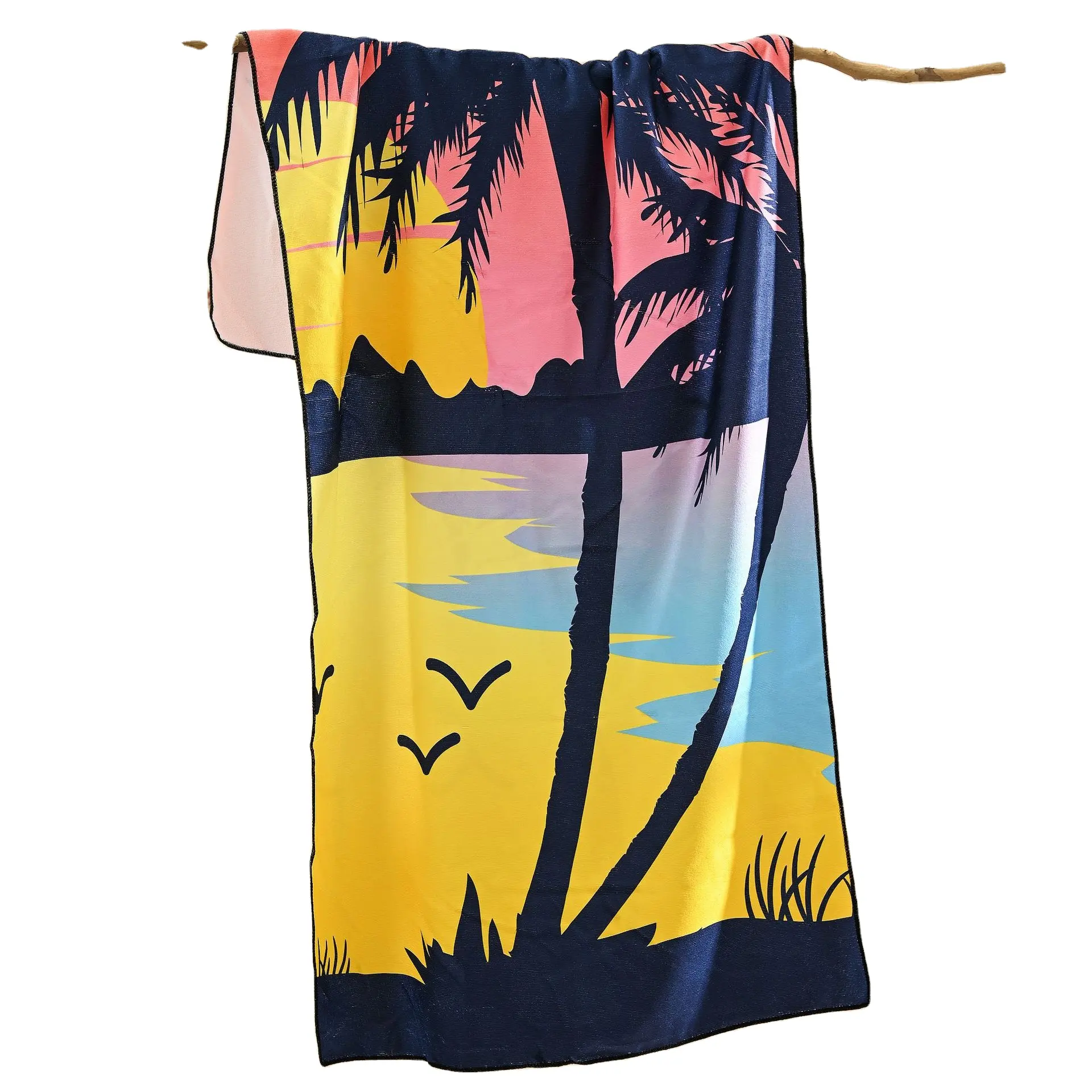 100 % Baumwolle Strandhandtücher velour individuelles Design reaktiv gedruckt groß übergroß Jacquard-Logo Strandhandtuch