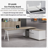 Ensemble complet de mobilier de bureau exécutif contemporain en bois, bureau de direction modulaire en forme de L avec rangement latéral