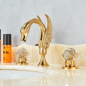 Sản phẩm bán buôn hình dạng thiên nga lưu vực tap tinh thể kép xử lý boong núi phòng tắm Mixer vòi phổ biến rộng rãi nóng lạnh nước Mixer van - Product Image 2