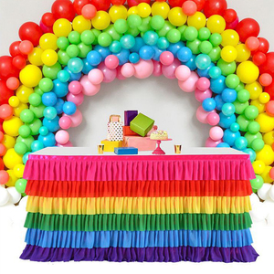 Falda de mesa de <span class=keywords><strong>Fiesta</strong></span> de arcoíris para BH-804, falda de gasa con tutú para mesa rectangular, decoración de <span class=keywords><strong>Fiesta</strong></span> de cumpleaños de boda, Baby Shower - Product Image 4