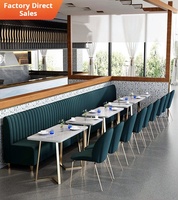 Meubles de restaurant, café commercial, restauration rapide, banc en tissu velours vert, banquette, canapé, table à manger, salon extérieur