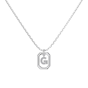 Dylam 5A Cubic Zirconia Alphabet-G-Colgante Collares Encantos Mujeres Letra inicial Collar de cadena de eslabones <span class=keywords><strong>2</strong></span> colores 45cm Nuevo diseño - Product Image 1