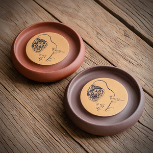 Support de théière Zisha rond fait à la main, accessoire de cérémonie du thé, origine Dehua - Product Image 1