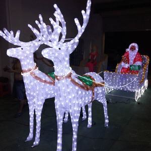 Figurine de renne <span class=keywords><strong>et</strong></span> manche éclairé en 3d, motif acrylique, décoration de noël - Product Image 2