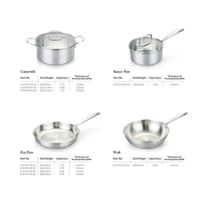 Juego de 10 Piezas de Utensilios de Cocina de Acero Inoxidable de 3 Capas, Exterior Pulido, Ollas y Sartenes Aptas para Lavavajillas, Horno y Todo Tipo de Estufas, para Cocina Casera - Product Image 2