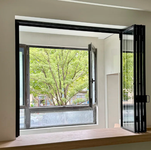 Fenêtre pliante en alliage d'aluminium avec verre trempé panoramique, fenêtre pliante en aluminium à découpe en pont, personnalisation - Product Image 5