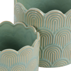 Juego de macetas de cerámica para uso en interiores y exteriores con diseño de borde festoneado para suculentas, hierbas y orquídeas. - Product Image 5
