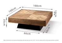 Table basse extensible moderne en bois massif artisanal avec acier inoxydable pour l'ameublement de cafés de charme et de maisons d'hôtes