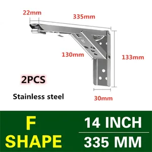 2 adet üçgen katlanır köşeli mesnet 14 inç ayarlanabilir duvara monte raf parantez masa mobilya ağır destek donanım - Product Image 2