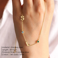 EManco - Collar con Colgante Lateral de Acero Inoxidable con Nombre y Piedra de Nacimiento Personalizada, 26 Letras, para Niños y Mujeres
