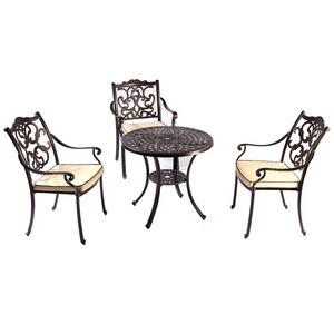 Nouvel ensemble <span class=keywords><strong>de</strong></span> mobilier <span class=keywords><strong>de</strong></span> <span class=keywords><strong>jardin</strong></span> pour restaurant, 5 pièces, en aluminium coulé, <span class=keywords><strong>table</strong></span> ronde et <span class=keywords><strong>4</strong></span> <span class=keywords><strong>chaises</strong></span>, pour extérieur, villa, <span class=keywords><strong>jardin</strong></span>, barbecue - Product Image 4