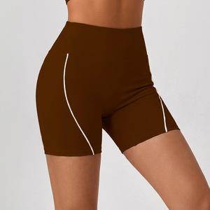 Shorts de sport taille haute pour femmes, avec coutures contrastées, effet push-up, ultra doux, pour cyclisme, course à pied, yoga, athlétisme, OEM ODM - Product Image 2
