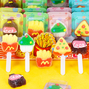 Bonbons gommeux en forme de nourriture mignons-Frites et sucettes à pizza avec bâtons pour sacs à cadeaux d'Halloween, friandises scolaires - Product Image 3