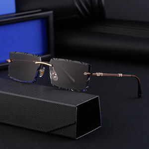 Gafas de sol sin montura hechas a medida para hombre, lentes negras de PC con protección UV400, estilo Instagram, venta al por mayor transfronteriza - Product Image 2