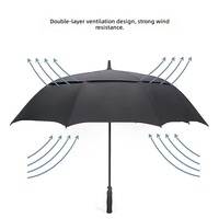 Parapluie de golf surdimensionné à double auvent, 30 pouces, résistant au vent, avec structure en fibre de verre, pour réceptions professionnelles