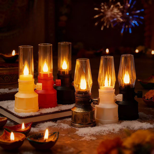 Lanterne LED sans flamme de style <span class=keywords><strong>lampe</strong></span> à pétrole vintage, à piles, avec effet scintillant, pour la décoration de la maison et des festivals - Product Image 1