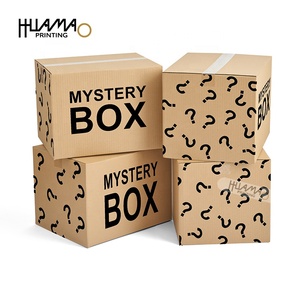 Karton Paletten Display Stand Aufkleber Etiketten Mystery Box Bolsa Papel Kraft Geschenk beutel Private Label leere Mistery Box