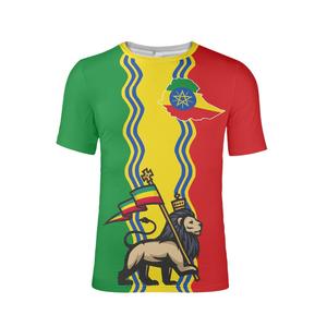 NX al aire libre Casual logotipo personalizado León patrón cuello redondo manga corta se puede bordar camiseta etíope - Product Image 5