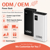 Batterie Externe Portable OEM/ODM 10000mAh 20000mAh 30000mAh avec Charge Rapide PD 20W Double USB-C et Écran LED – Vente en Gros