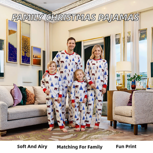 Eltern-Kind Baumwoll-Atmungsaktiver Familien-Weihnachts-Pyjama mit Elch-Cartoon-Druck, Langarm-Set für Babys, Jungen und Mädchen - Product Image 2