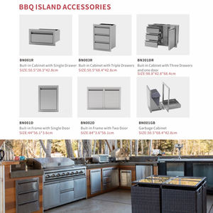 Mueble de Cocina Modular de Acero Inoxidable para Interiores y Exteriores con Cajones y Puerta para Zona de Aficionados al Fútbol - Product Image 4