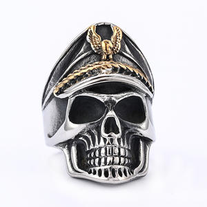 Anneaux de mode en gros de style punk, crâne, vétéran de la Seconde Guerre mondiale, marine, bijoux fins pour hommes et femmes - Product Image 4