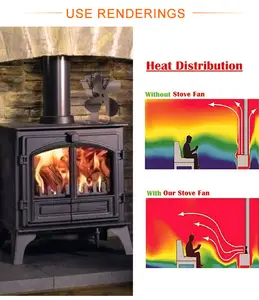 Ecofriendly No Battery Electricity Fireplace Heat Powered Stove Fan For Wood Burning Stove Top