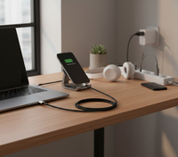 Câble de charge rapide rétractable 4-en-1 portable DAMAVO, magnétique USB-C PD, conducteur en cuivre étamé, 1m, pour ordinateur et automobile
